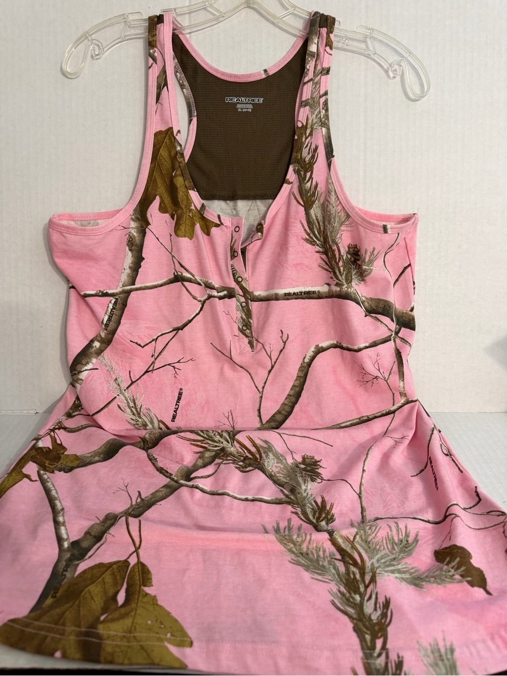 Realtree Pink Camo Racerback Henley Tank